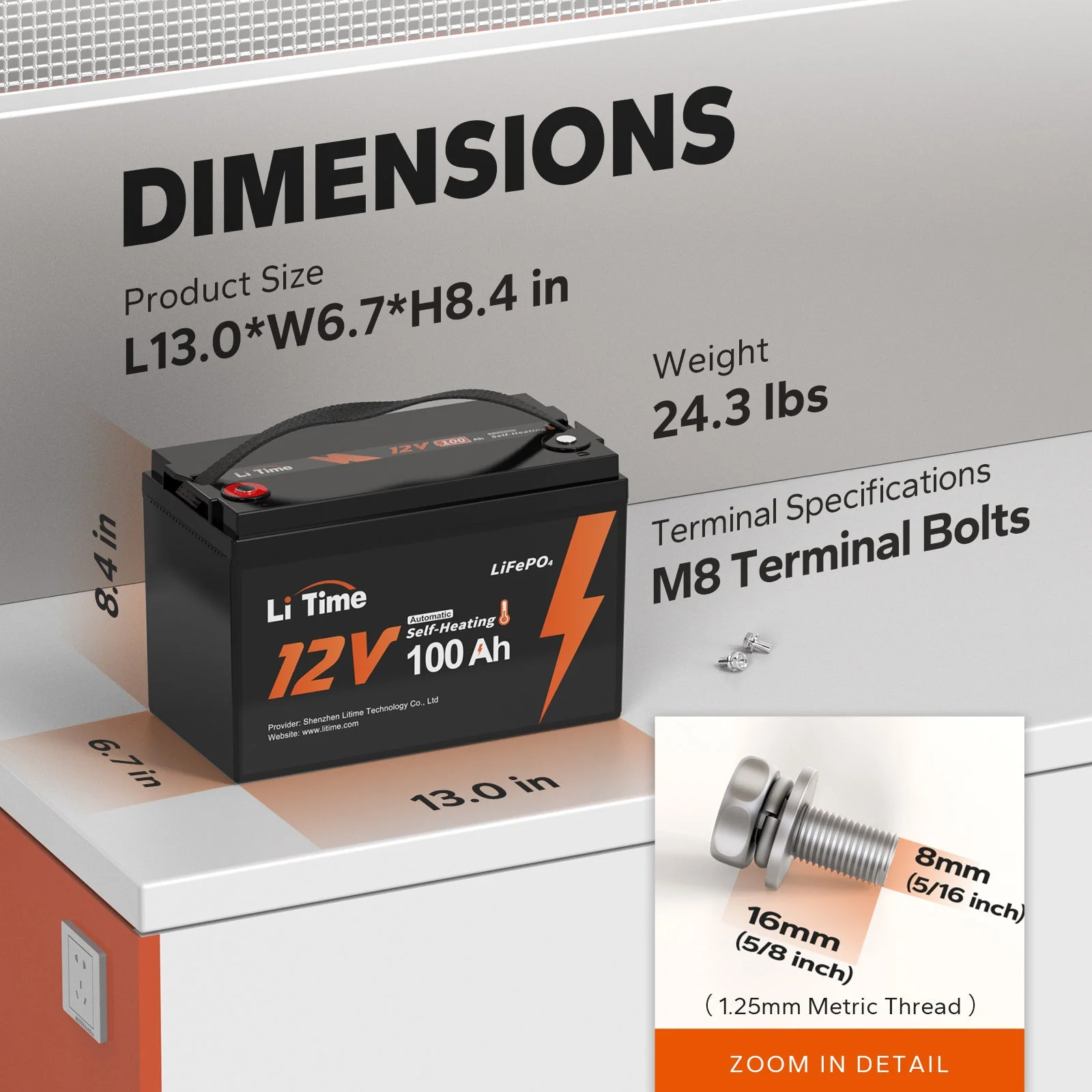 ✅Used✅LiTime 12V 100Ah Self Heating Lithium Battery - Image 2