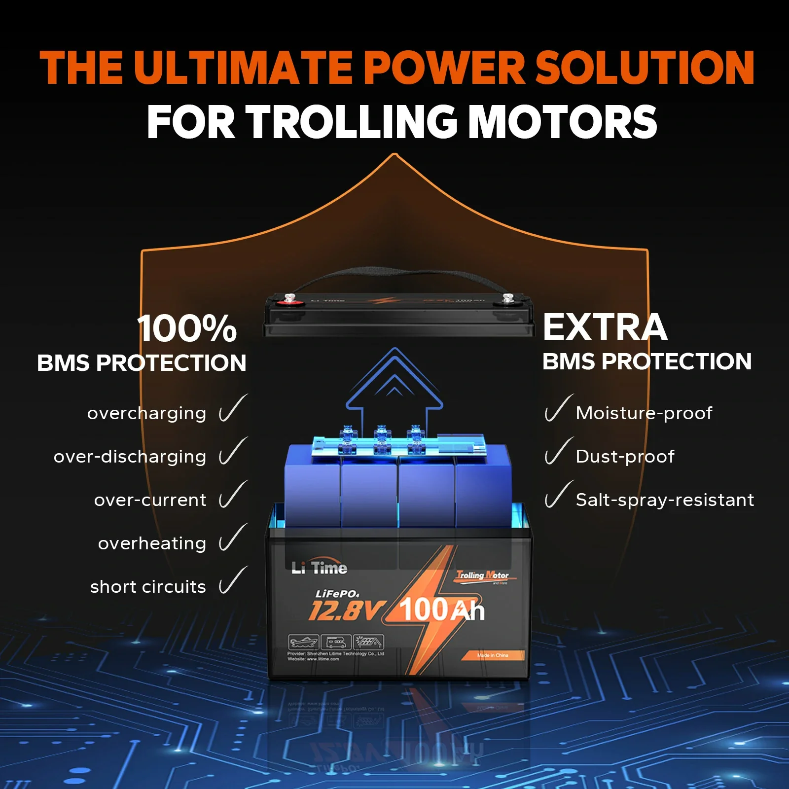 LiTime 12V 100Ah Trolling Motor Lithium Battery - Image 3