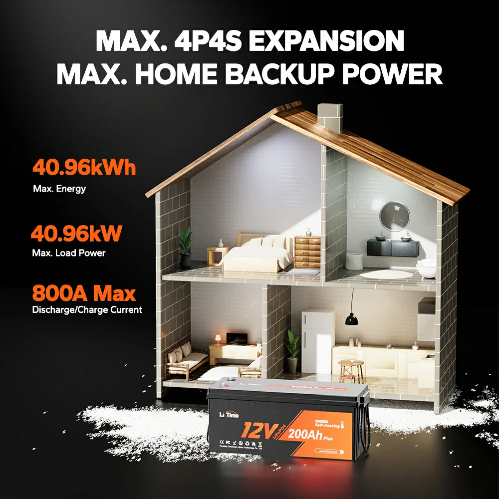 LiTime 12V 200Ah Plus Self-Heating LiFePO4 Battery - Image 6