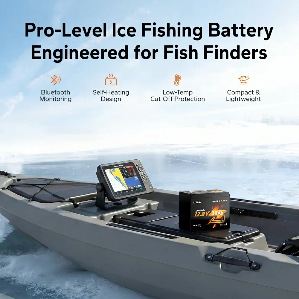 LiTime 12V 30Ah Ice Fishing & Portable Lithium Battery with Bluetooth & Self-Heating - Image 6