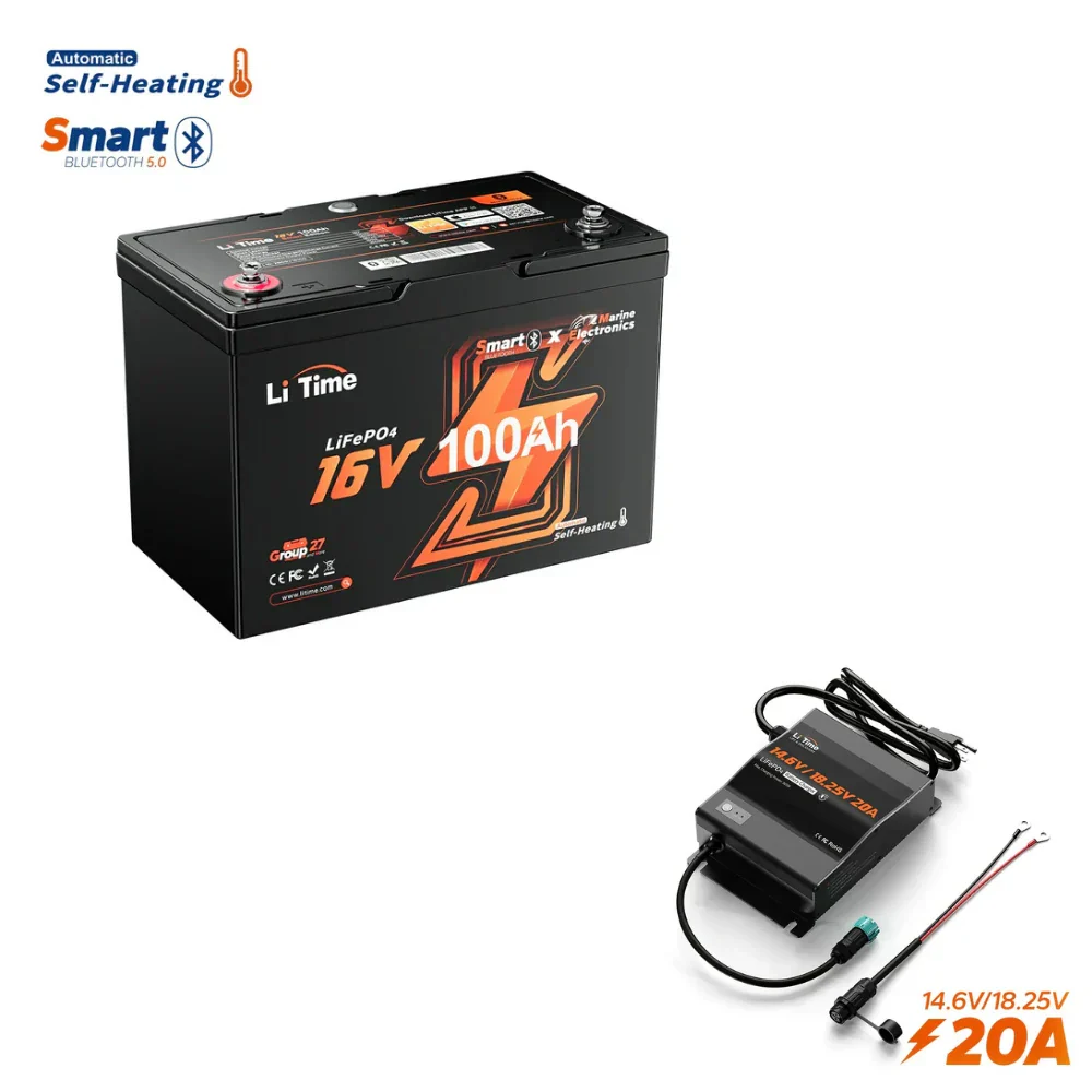 LiTime 16V 100Ah Fish Finder Lithium Battery with Bluetooth, Self-heating - Image 12