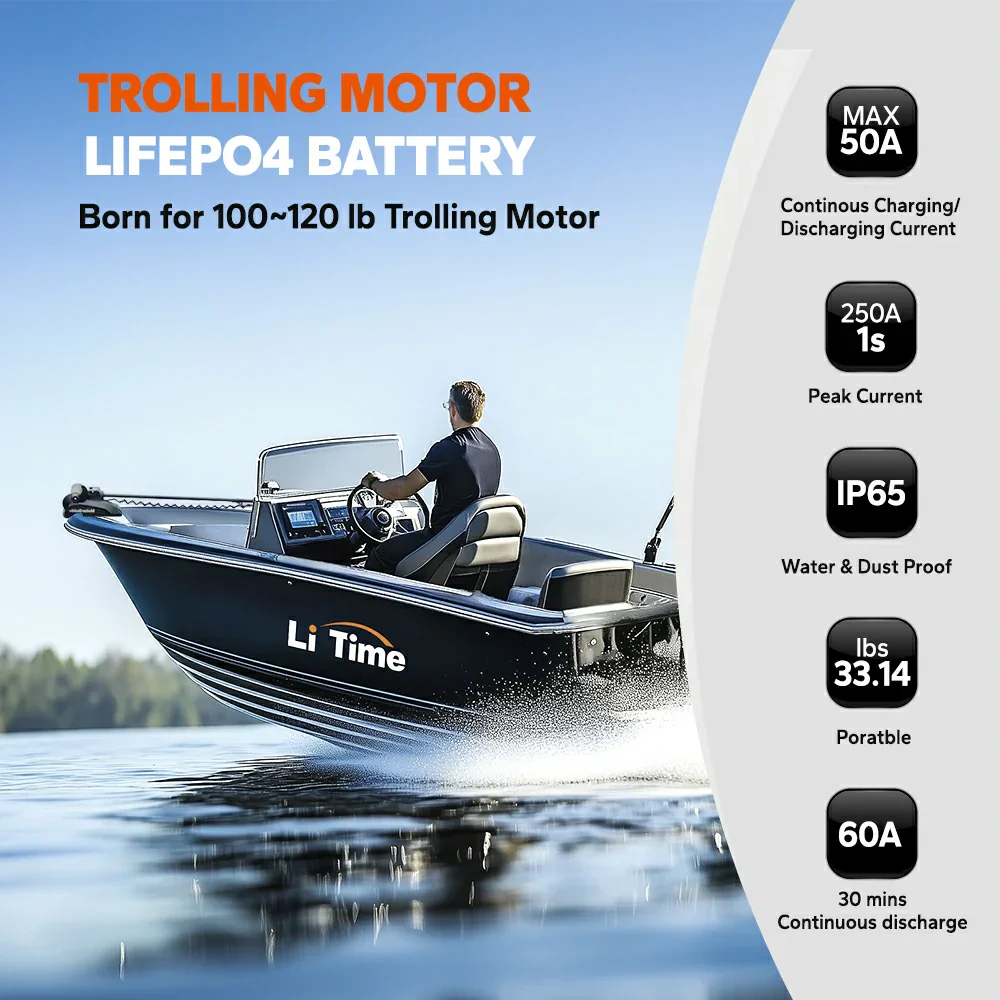 LiTime 36V 50Ah Marine Trolling Motor Lithium Bluetooth Battery - Image 7